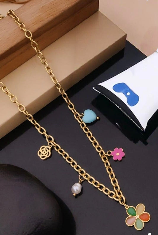 ✨ Chroma Bloom Anti-Tarnish Charm Necklace