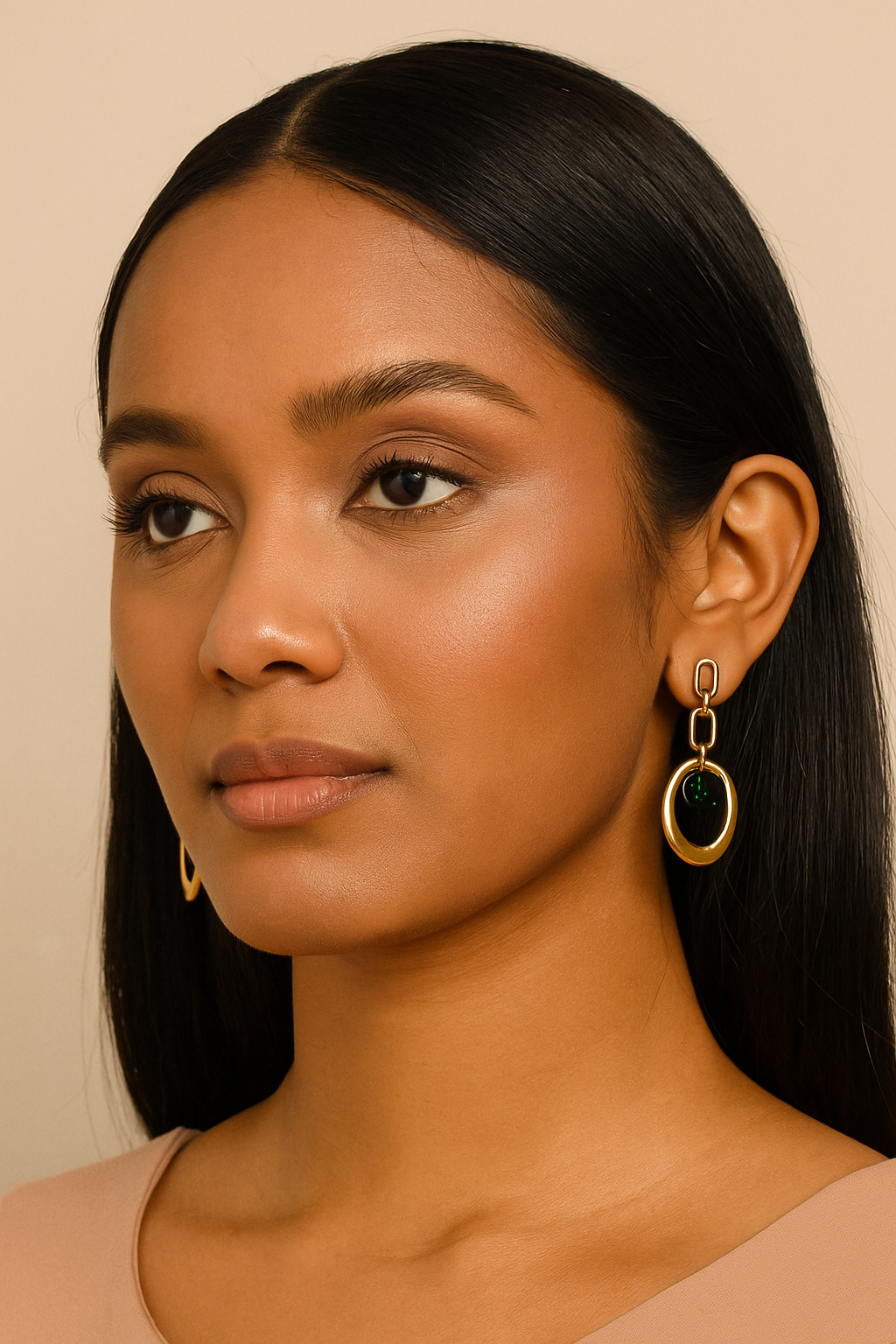 Emerald Glow Anti-Tarnish Dangle Earrings