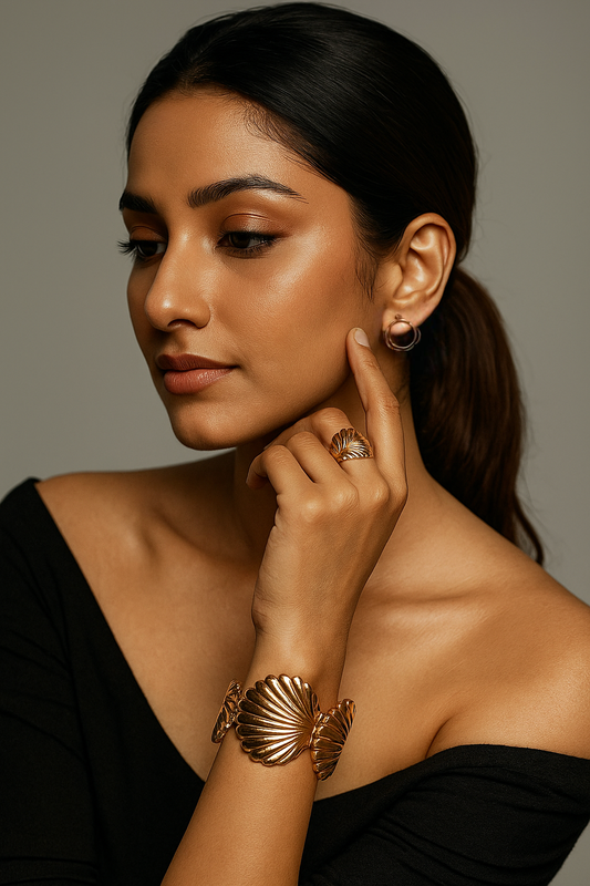 Golden Shell Cuff & Ring Set – Ocean Luxe Collection