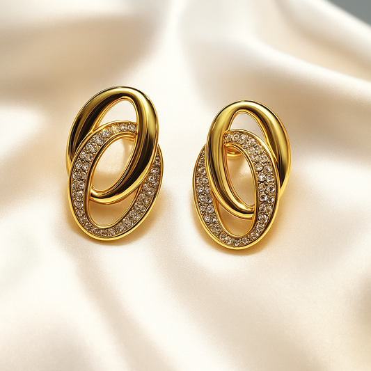 Golden Aura Loop Earrings – Sparkling Grace Collection