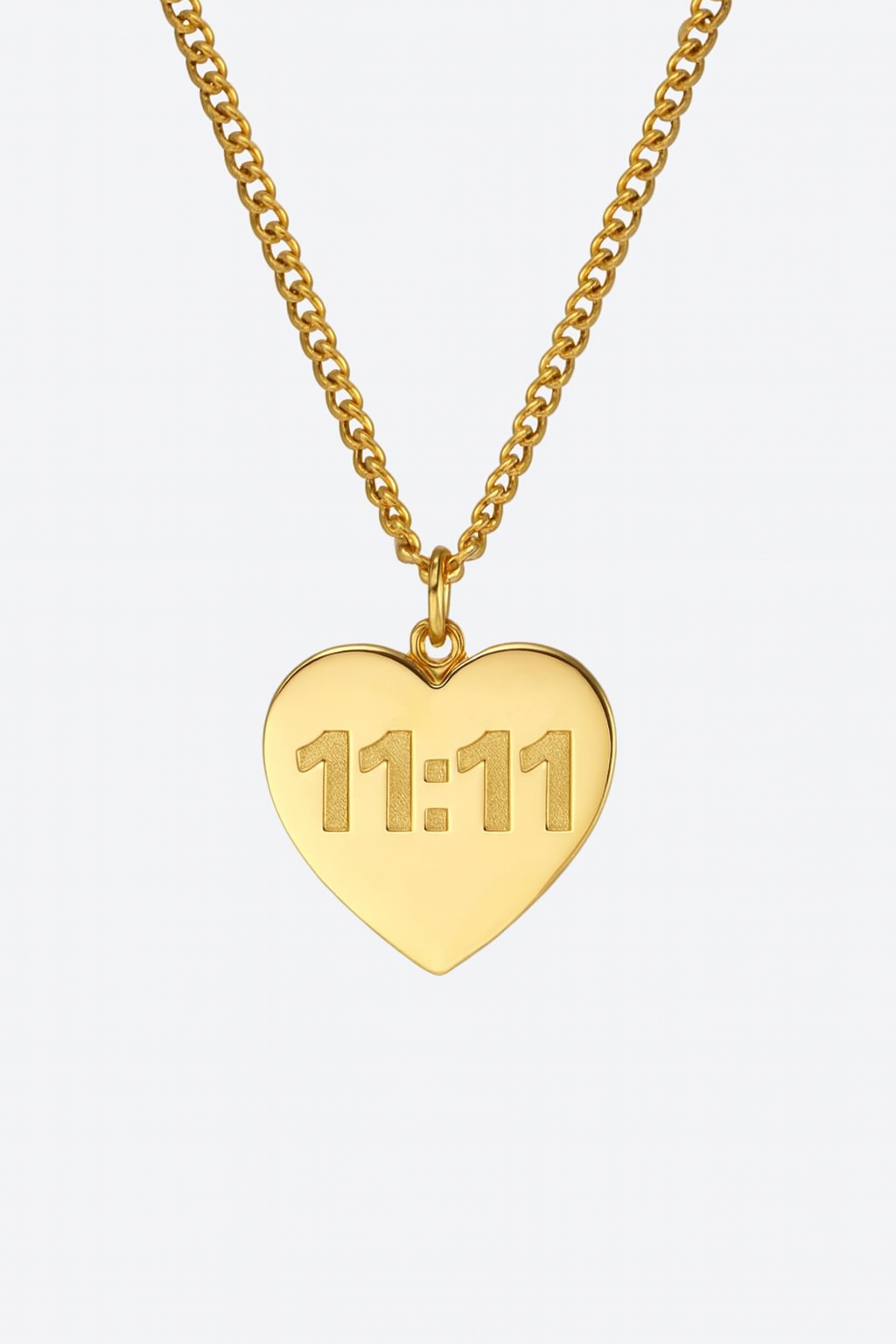 11:11 Heart Pendant Necklace – Gold Plated Minimal Chain
