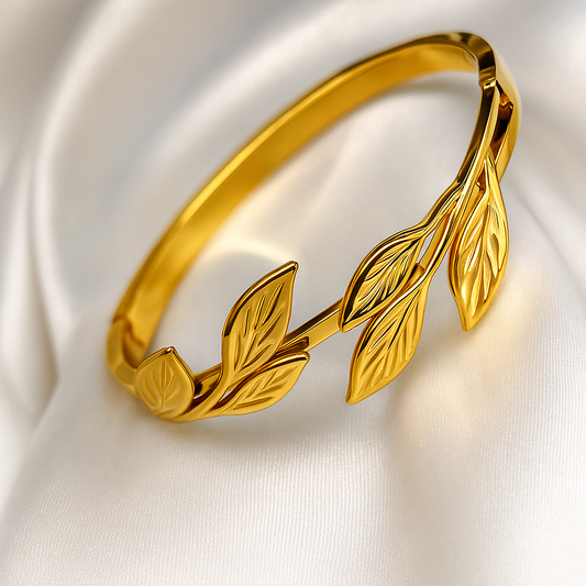 Golden Leaf Vine Bangle – Nature’s Charm Collection