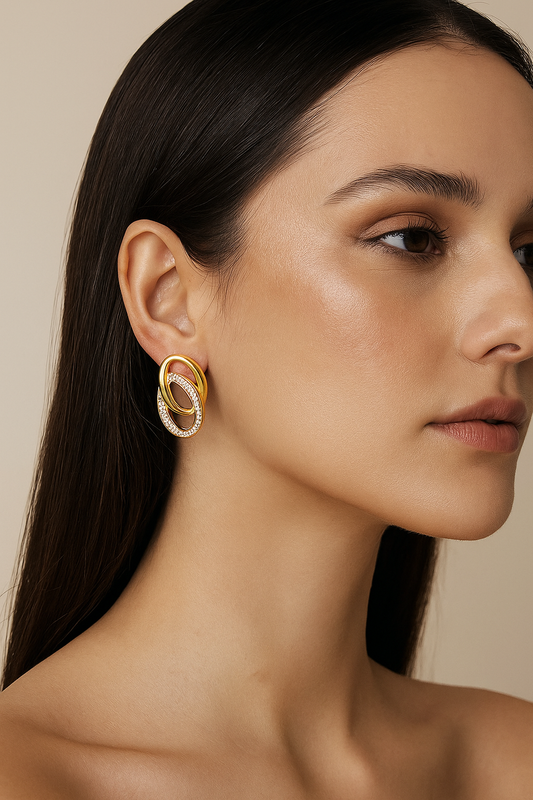 Golden Aura Loop Earrings – Sparkling Grace Collection