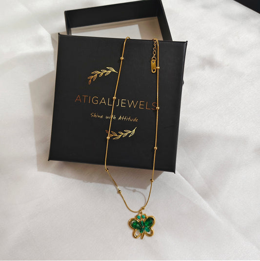 Emerald Butterfly Charm Necklace