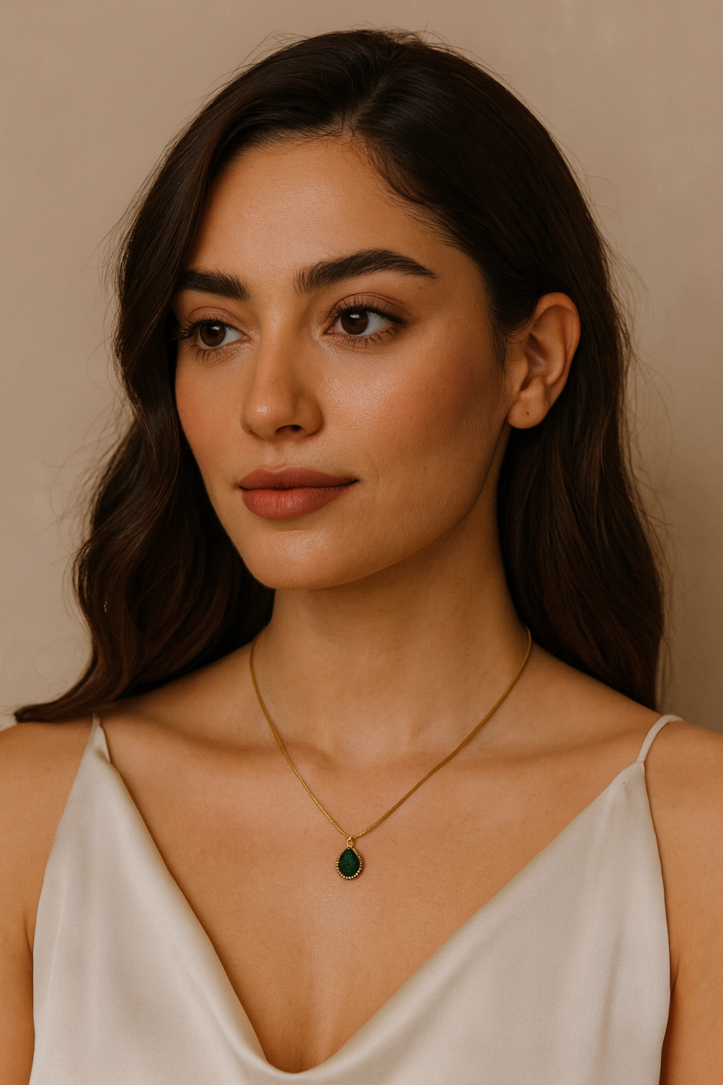 ✨ Emerald Teardrop Anti-Tarnish Stainless Steel Necklace