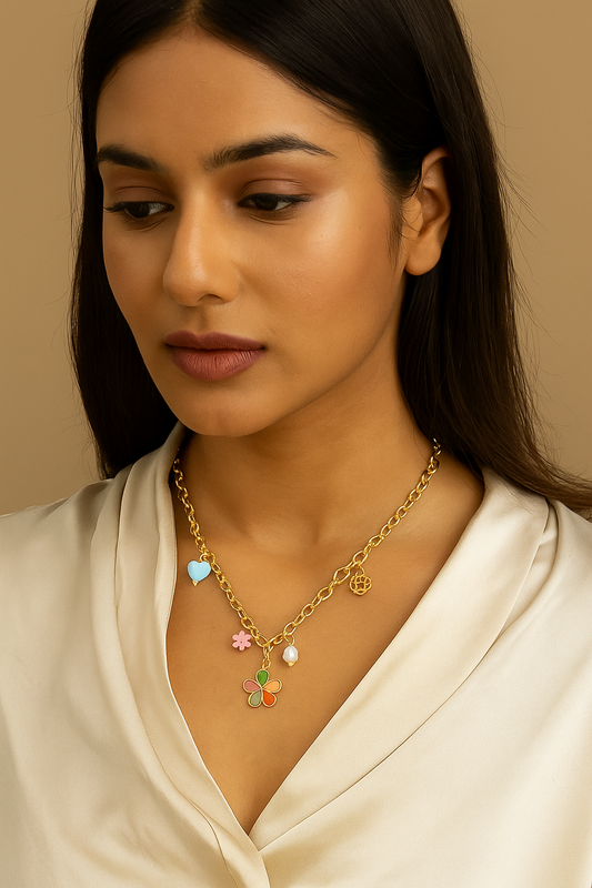 ✨ Chroma Bloom Anti-Tarnish Charm Necklace