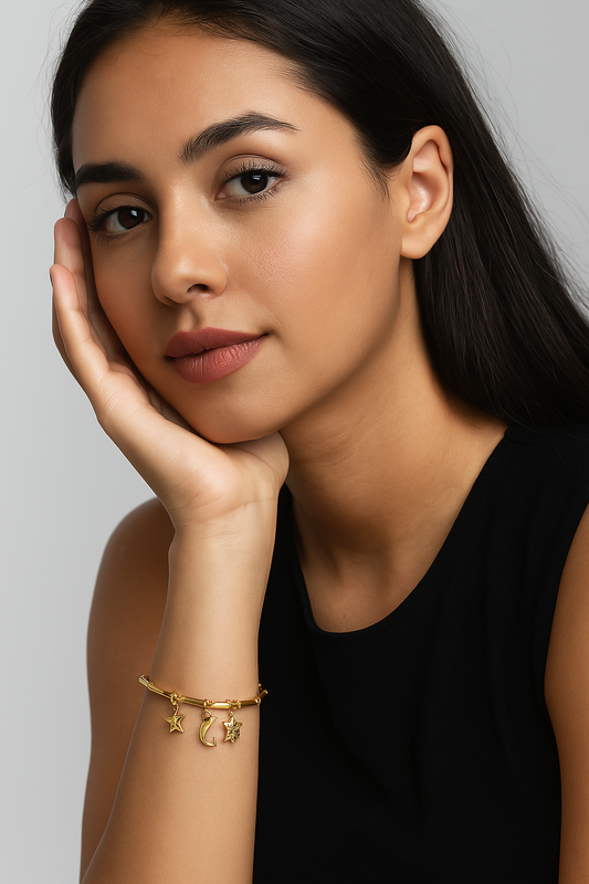 Golden Ocean Charm Bamboo Bracelet