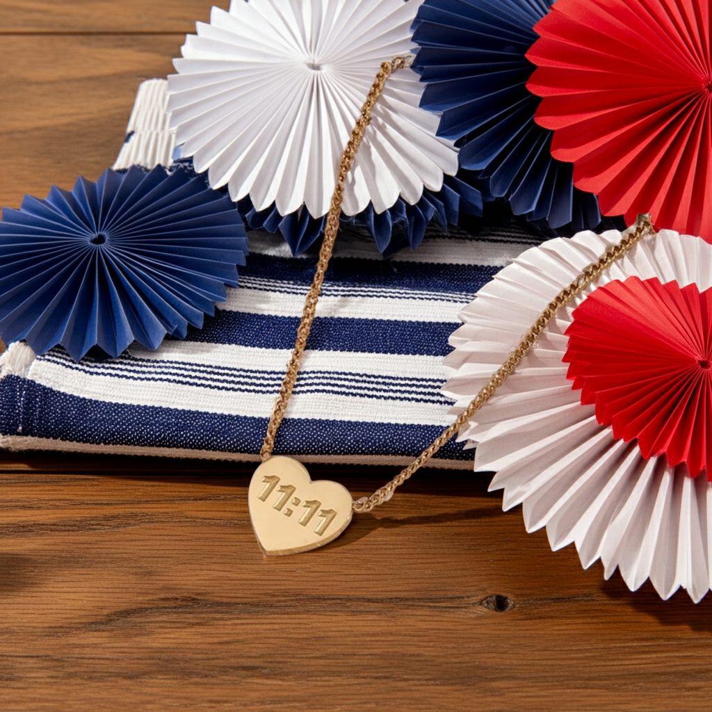 11:11 Heart Pendant Necklace – Gold Plated Minimal Chain